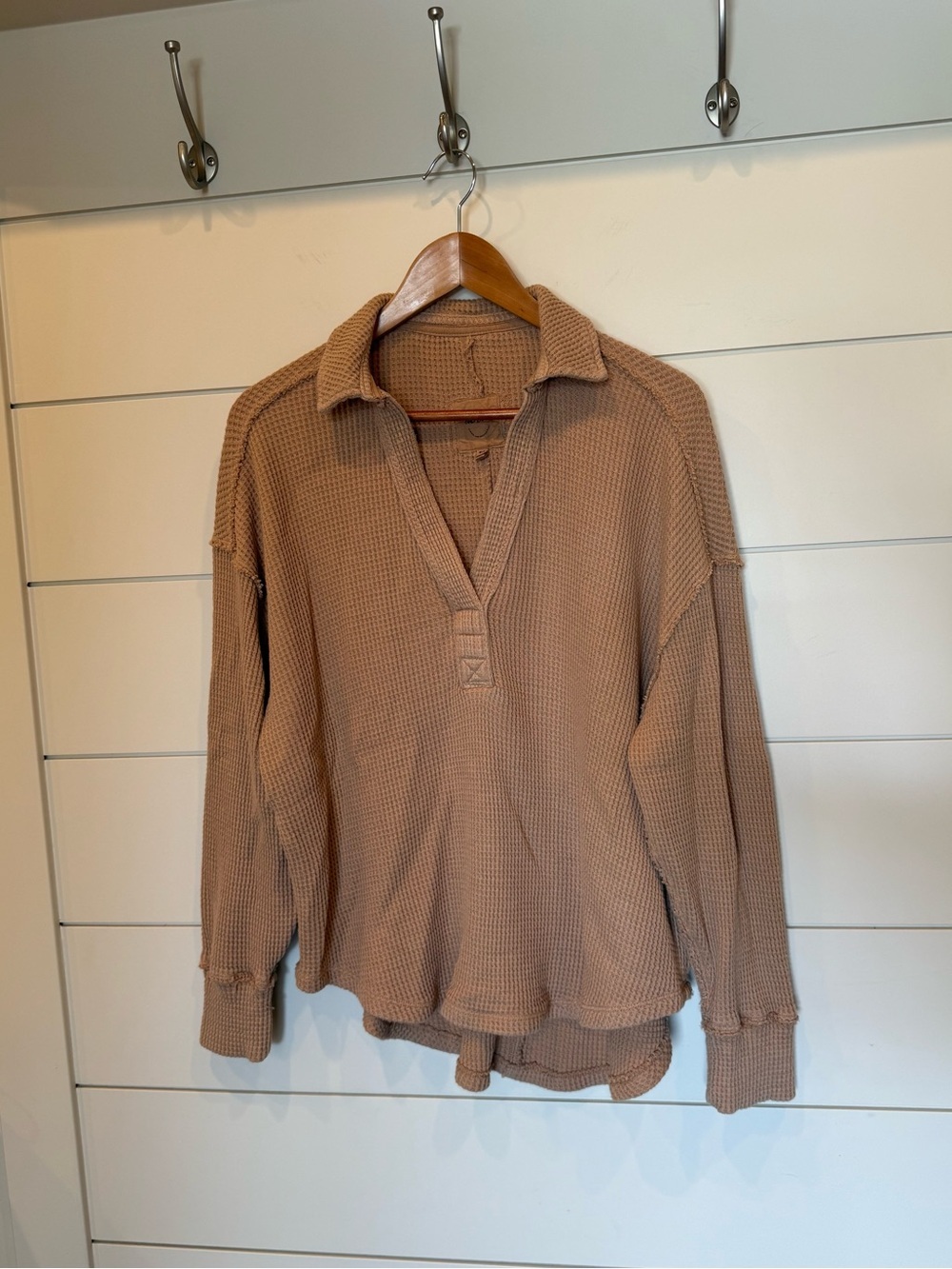 Aerie Lumberjane waffle knit polo sweatshirt Medium - Picture 3 of 9